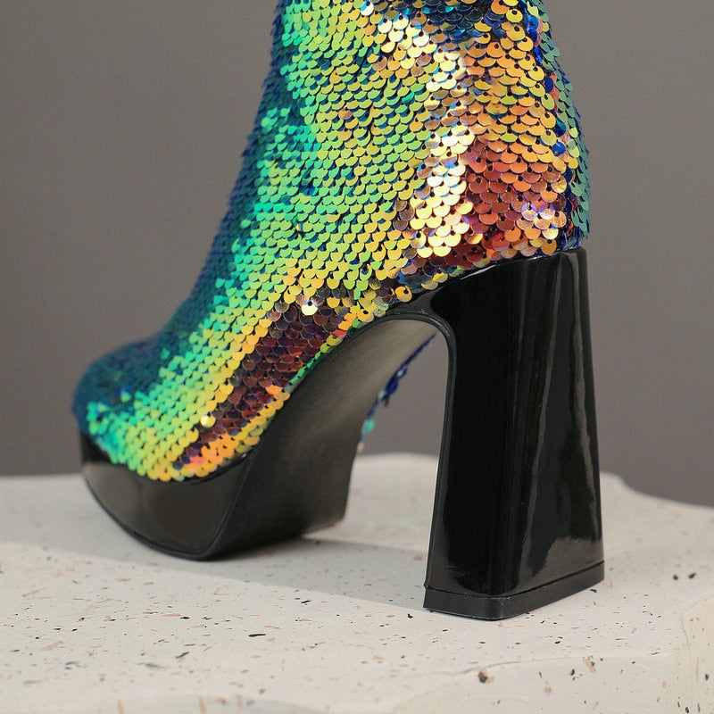 Ladies Sequin Knee-High Boots Newgew