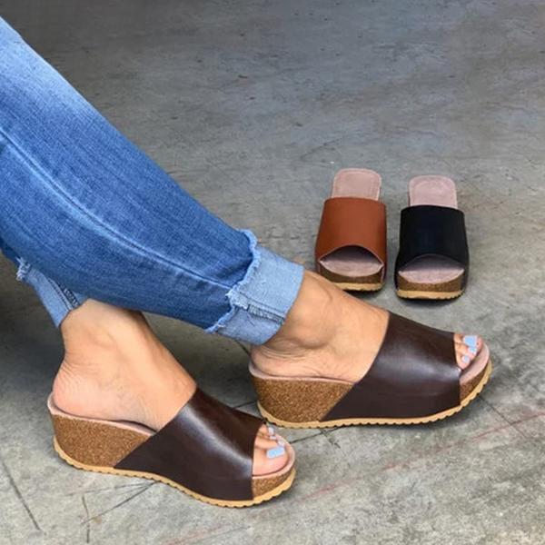 Style Peep Toe Slip-On Wedges Sandals Pairmore