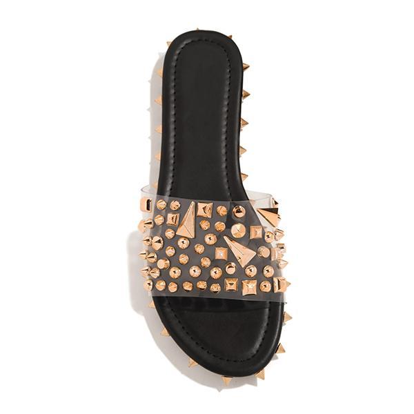 Multi-Sized Studs Clear Strap Slippers Pairmore