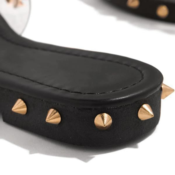 Multi-Sized Studs Clear Strap Slippers Pairmore