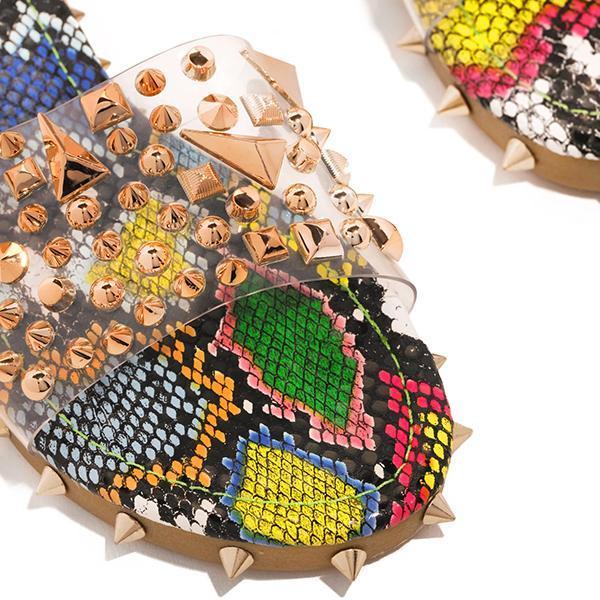 Multi-Sized Studs Clear Strap Slippers Pairmore