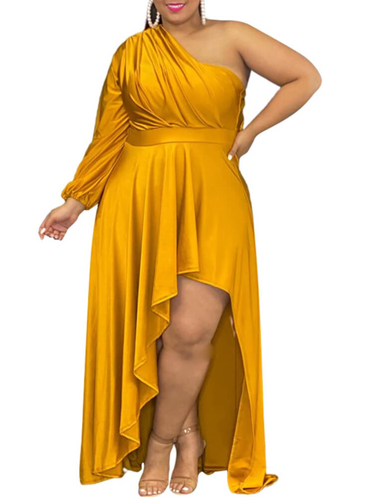 One Shoulder Irregular Hem Maxi Dresses Newgew