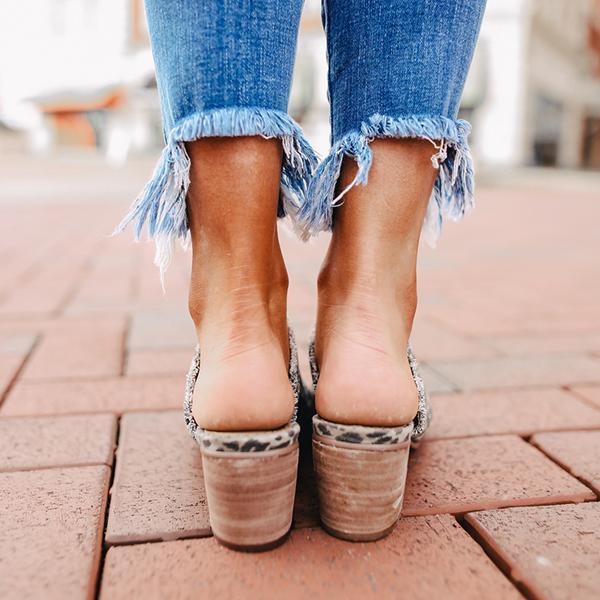 Leopard Peep Toe Slippers Pairmore