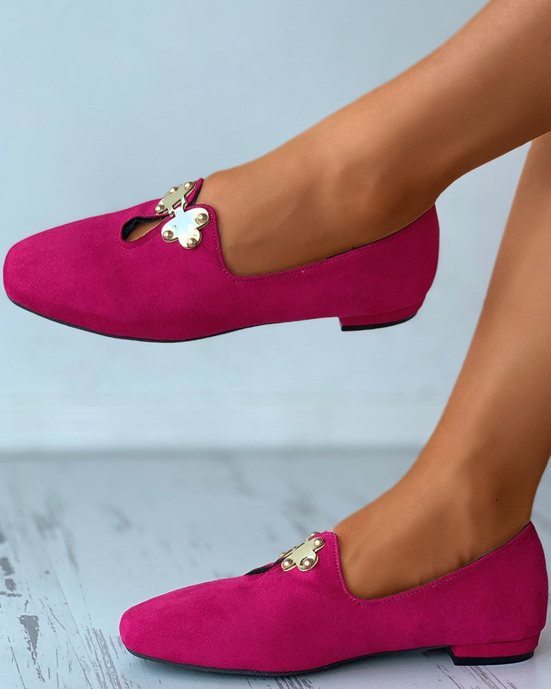 Suede Square Toes Loafers Slip-on Newgew