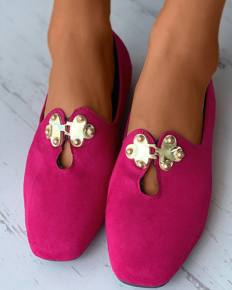 Suede Square Toes Loafers Slip-on Newgew