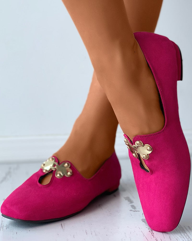 Suede Square Toes Loafers Slip-on Newgew