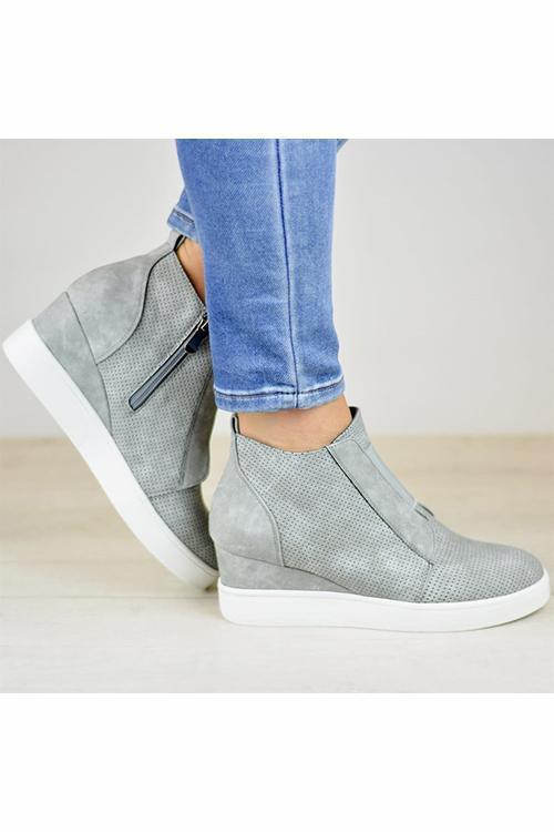 Side Zipper Sneakers Wedges Newgew