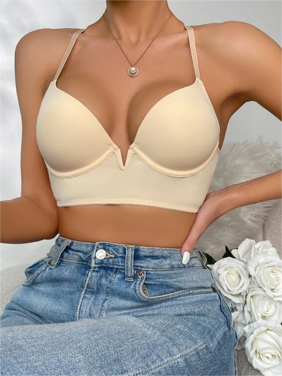 Solid Crisscross Underwire Push-up Bra NewGew