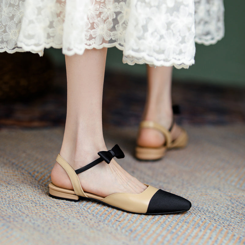Amy Cap Toe Bowknot Sling back Flats Newgew