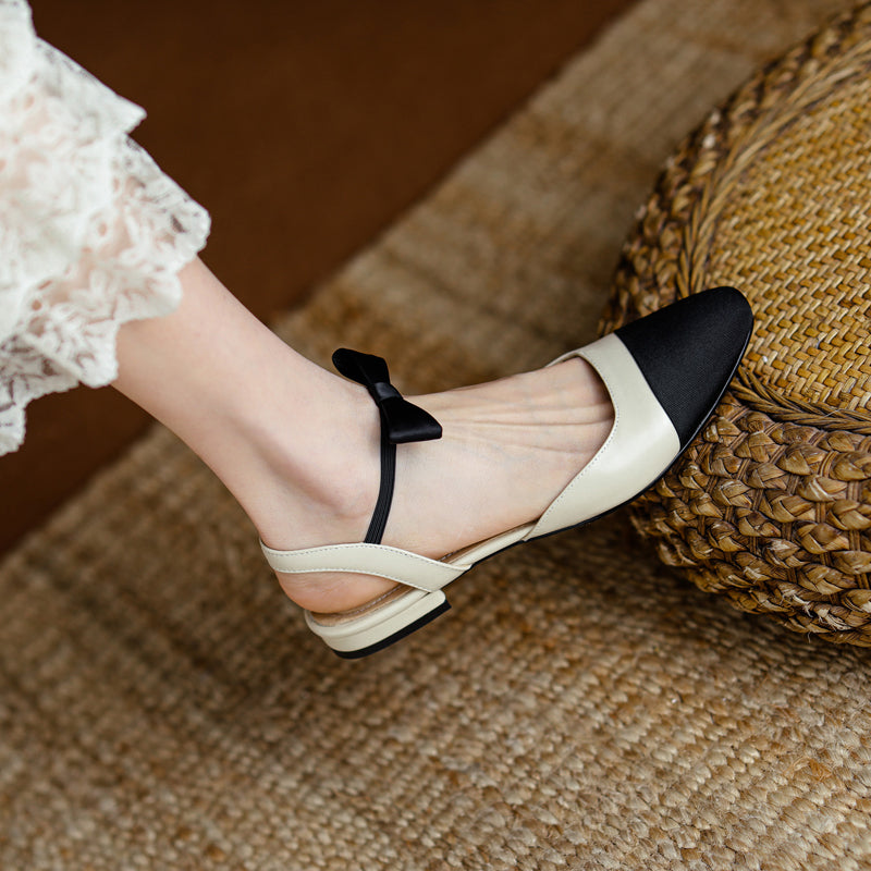 Amy Cap Toe Bowknot Sling back Flats Newgew