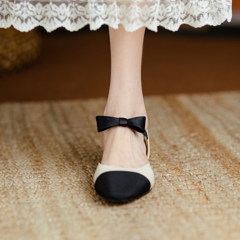 Amy Cap Toe Bowknot Sling back Flats Newgew