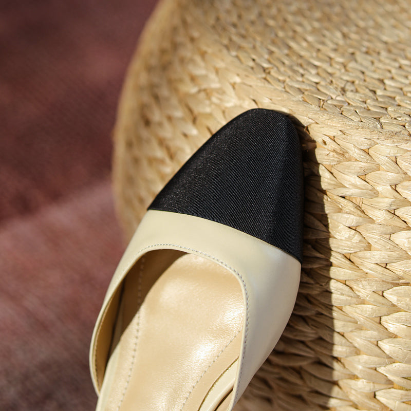 Amy Cap Toe Bowknot Sling back Flats Newgew