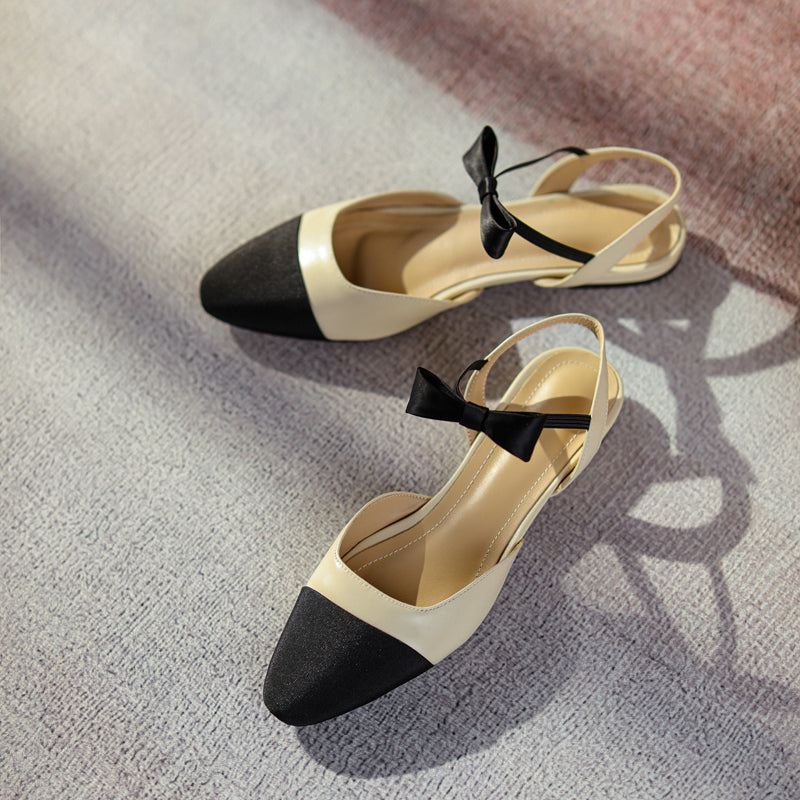 Amy Cap Toe Bowknot Sling back Flats Newgew
