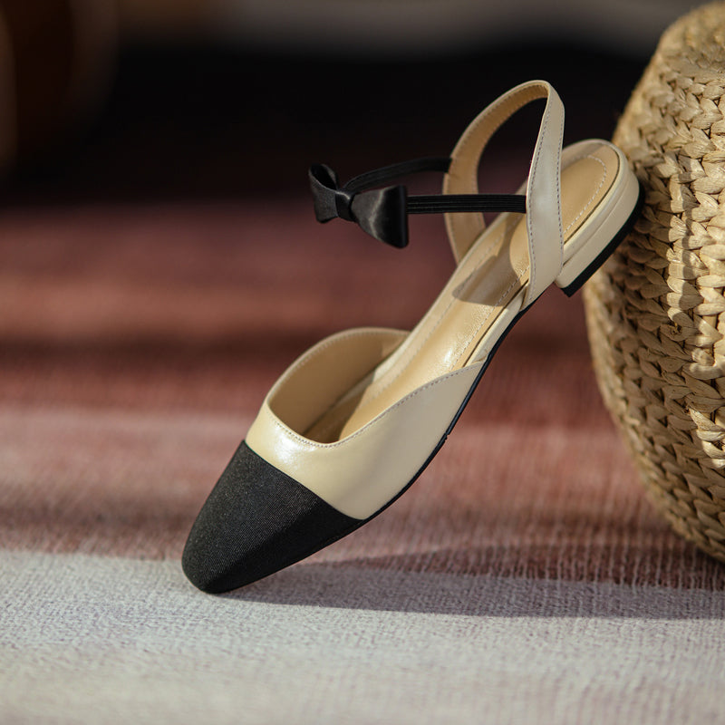 Amy Cap Toe Bowknot Sling back Flats Newgew