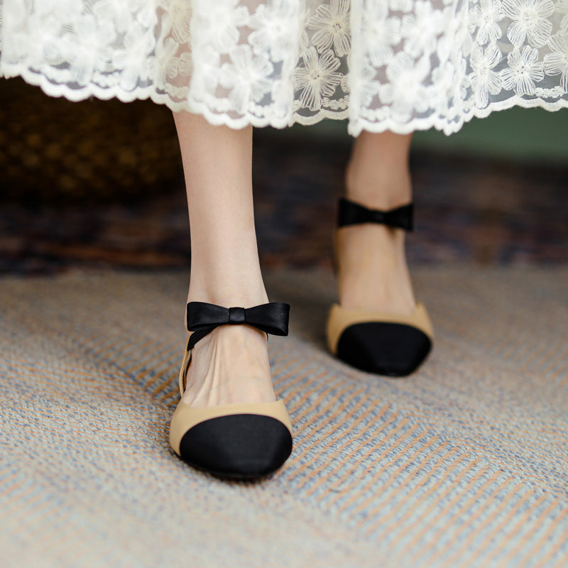 Amy Cap Toe Bowknot Sling back Flats Newgew