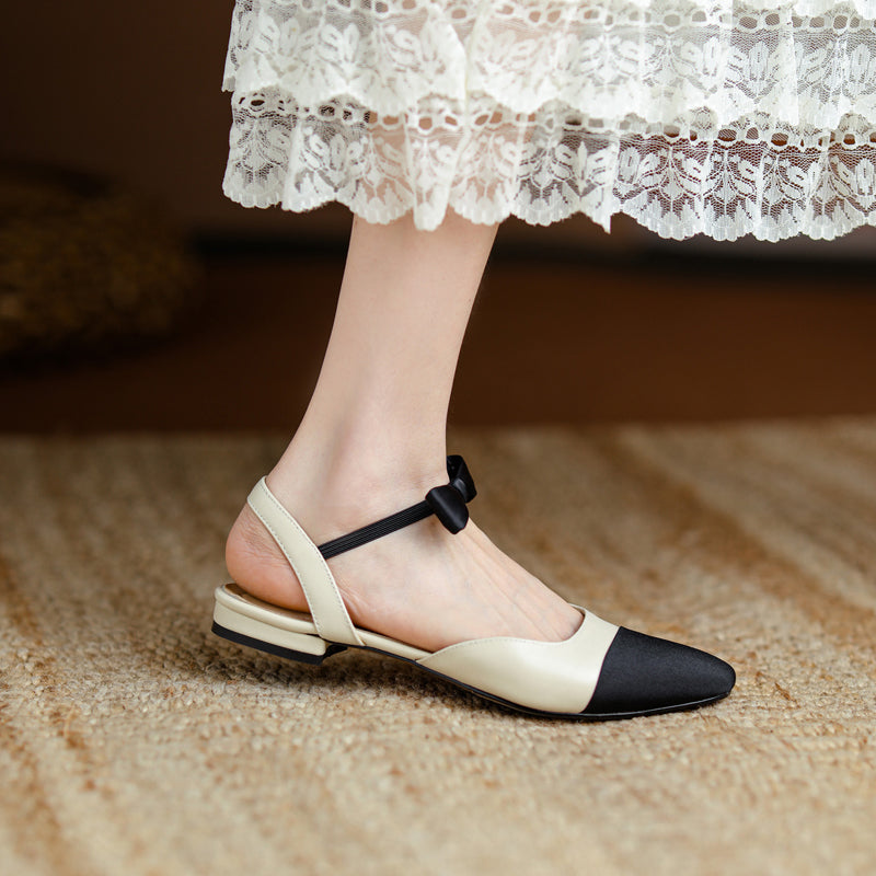 Amy Cap Toe Bowknot Sling back Flats Newgew