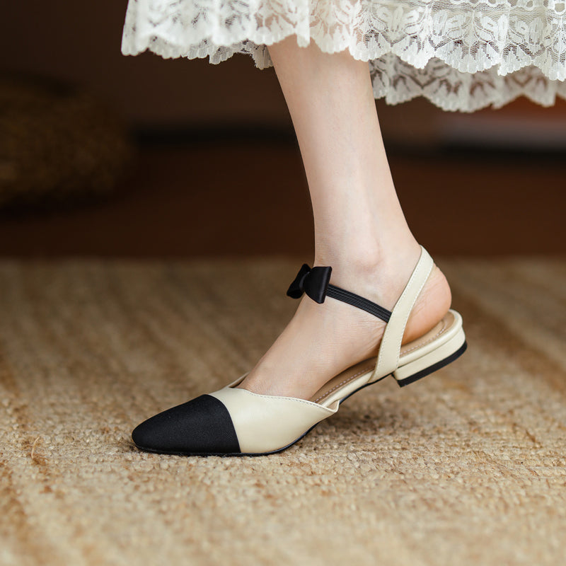 Amy Cap Toe Bowknot Sling back Flats Newgew