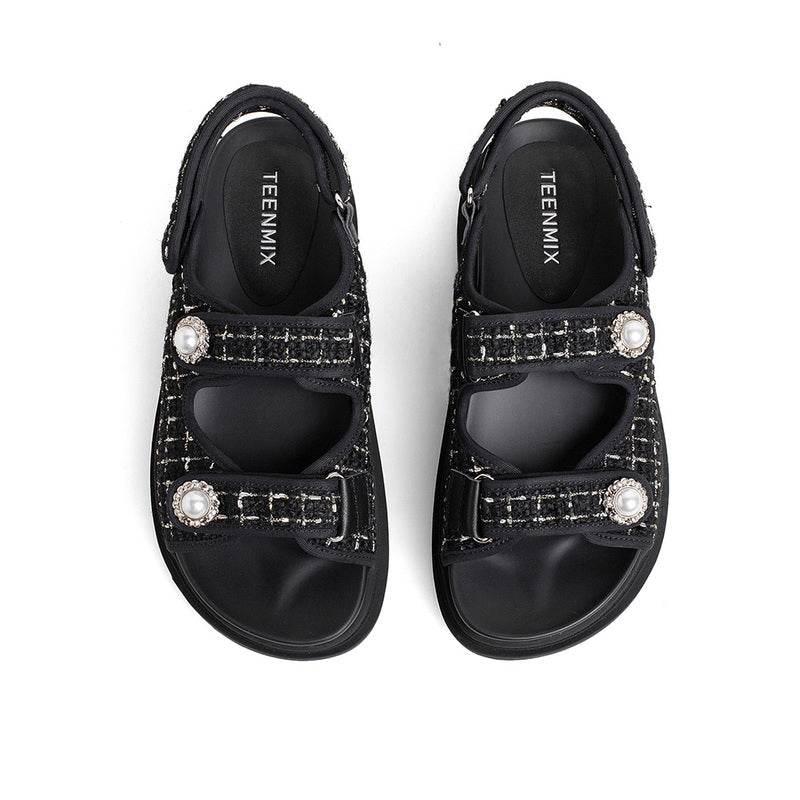 Thick Bottom Sweet Tweed Sandals Newgew