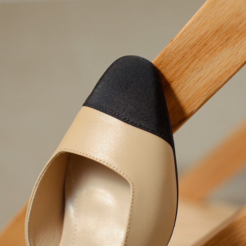 Alisa Cap Toe Chunky Low Heel Pumps with Bow Newgew