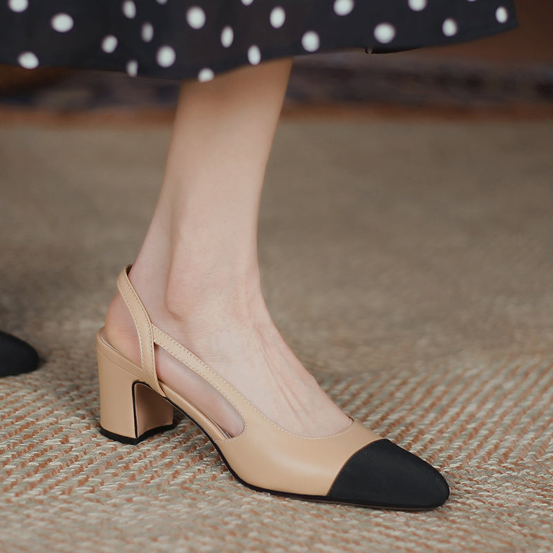 Blake Cap Toe Chunky Heel Slingbacks Pumps Newgew