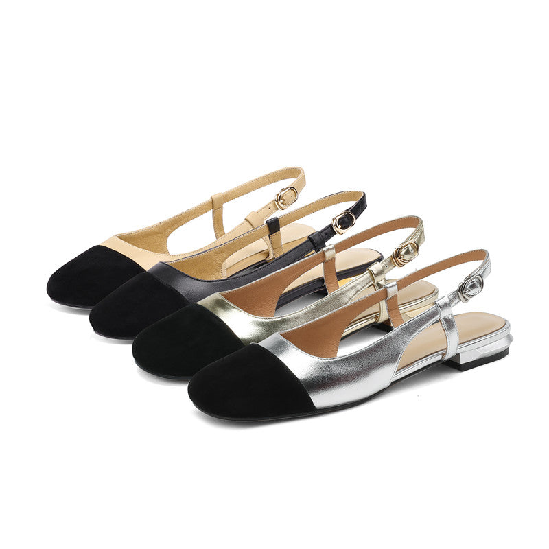 Frady Cap Toe Black Slingback Flats Newgew