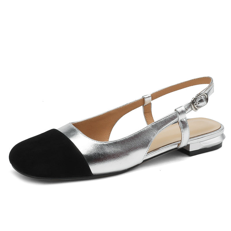 Frady Cap Toe Slingback Flats Silver Newgew