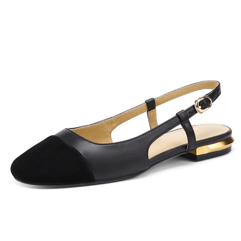 Frady Cap Toe Black Slingback Flats Newgew