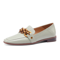 Ada Genuine Leather Loafers with Chain Newgew
