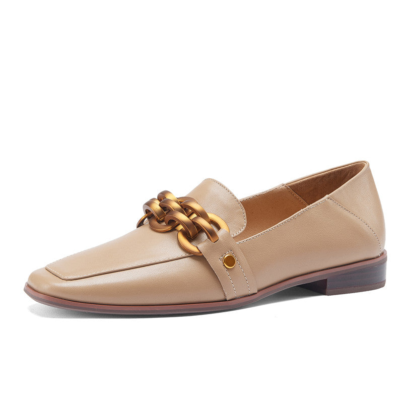Ada Genuine Leather Loafers with Chain Newgew