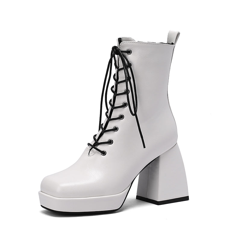 Brooke Lace up Chunky Ankle Boots Newgew