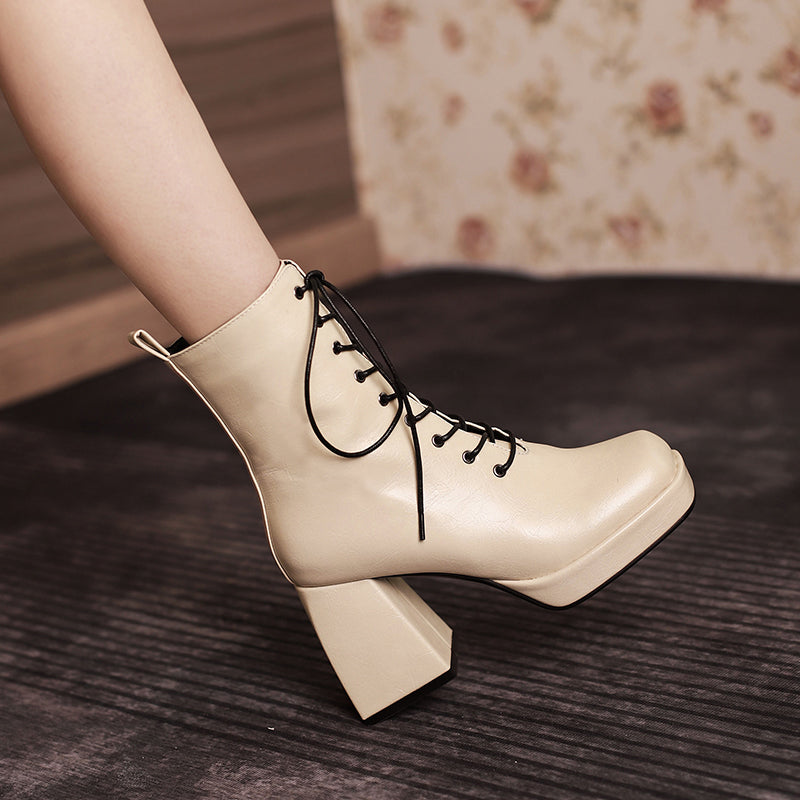 Brooke Lace up Chunky Ankle Boots Newgew