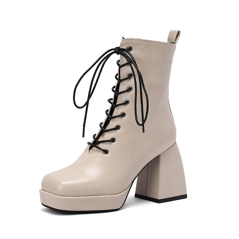 Brooke Lace up Chunky Ankle Boots Newgew