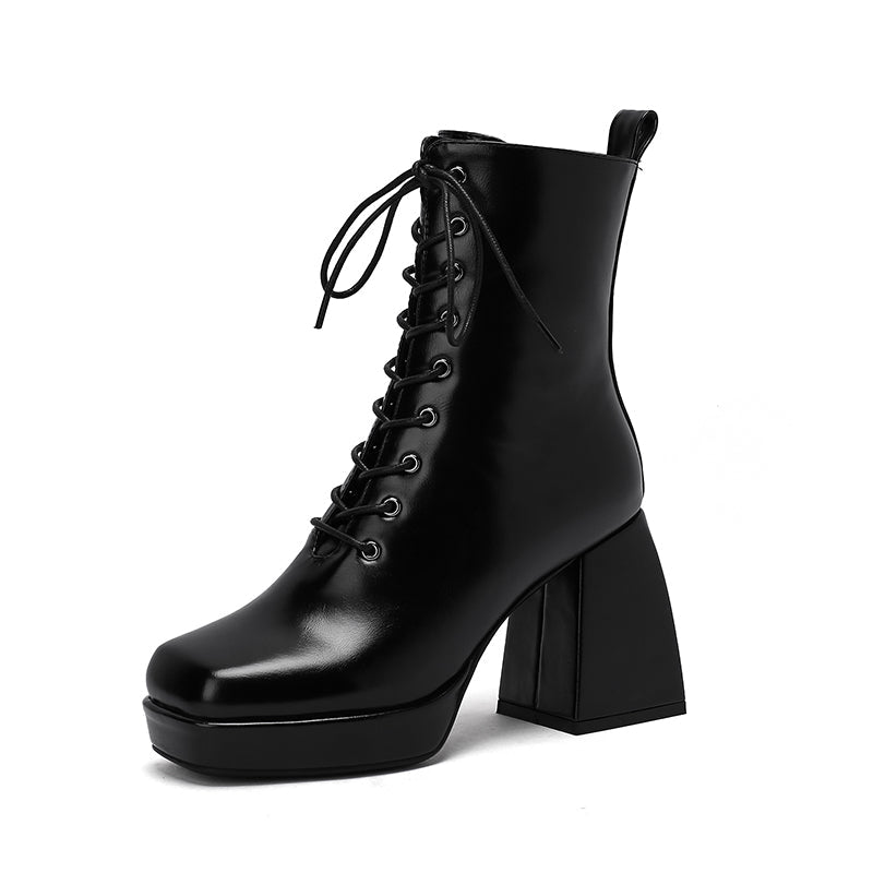 Brooke Lace up Chunky Ankle Boots Newgew