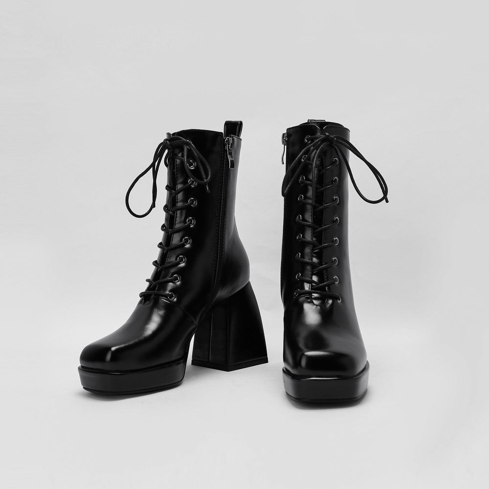 Brooke Lace up Chunky Ankle Boots Newgew