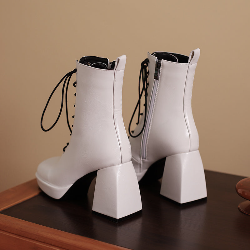 Brooke Lace up Chunky Ankle Boots Newgew