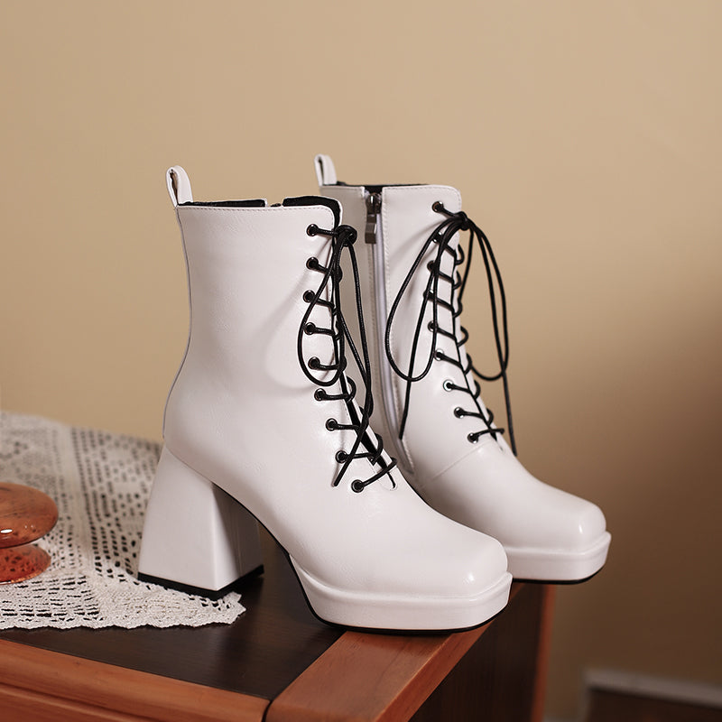 Brooke Lace up Chunky Ankle Boots Newgew