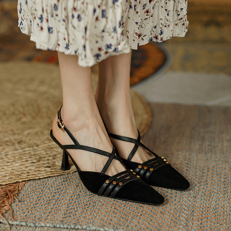 Chloe Cross Strap Kitten Heels NEW GEW