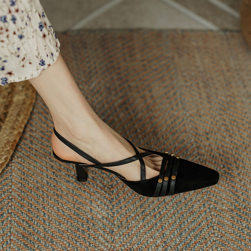 Chloe Cross Strap Kitten Heels NEW GEW