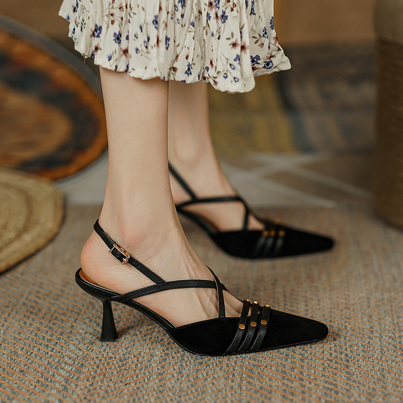 Chloe Cross Strap Kitten Heels NEW GEW