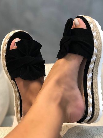 Women Casual Daily Comfy Bowknot Slip On Sandals Newgew