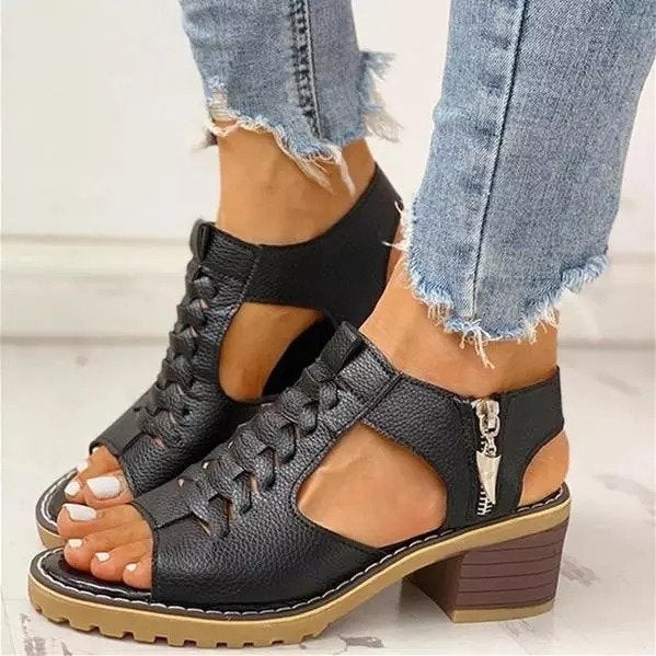 Pu Summer Block Heel Sandals Newgew