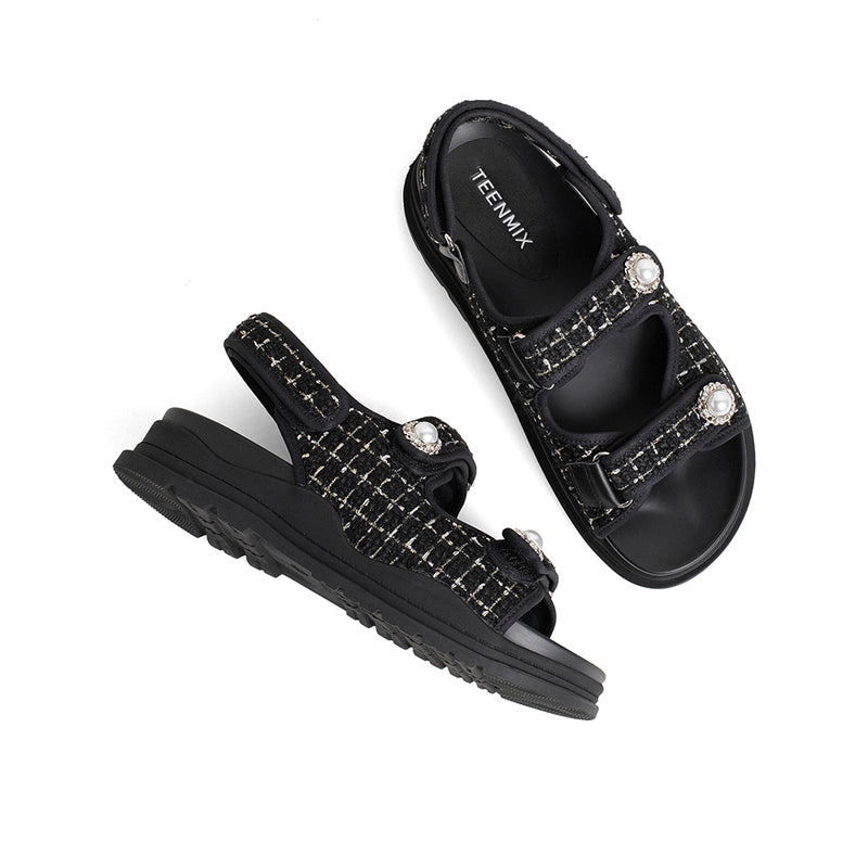 Thick Bottom Sweet Tweed Sandals Newgew