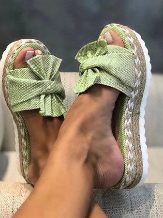 Women Casual Daily Comfy Bowknot Slip On Sandals Newgew
