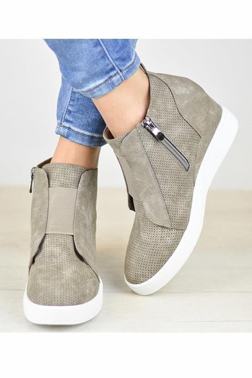 Side Zipper Sneakers Wedges Newgew