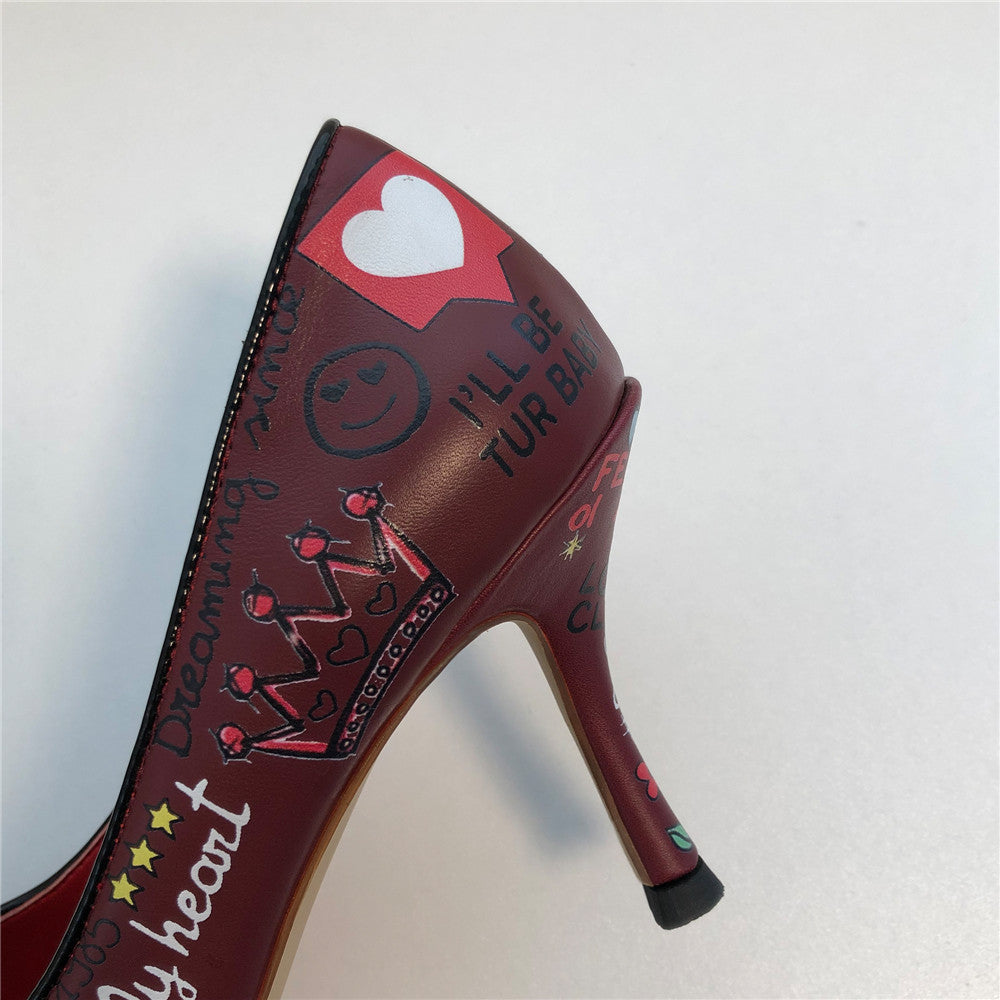 Berna Emoji Print Heels Newgew