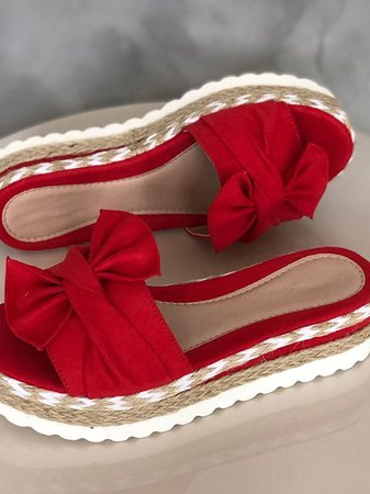 Women Casual Daily Comfy Bowknot Slip On Sandals Newgew
