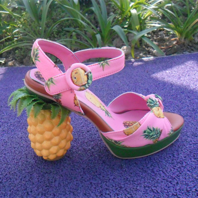 Marion Novelty Heel Fruit Print Platform Sandals newgew