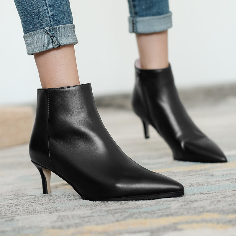 Allison Pointed Toe Kitten Heel Booties Newgew