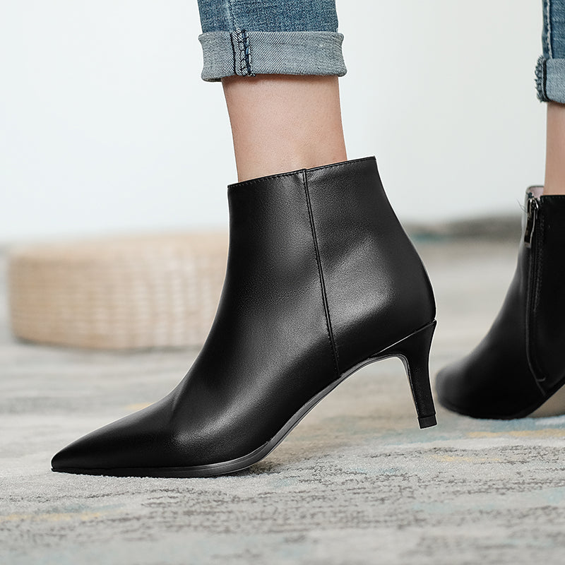 Allison Pointed Toe Kitten Heel Booties Newgew