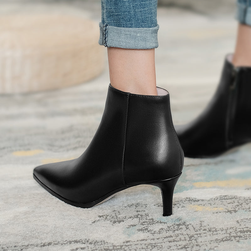 Allison Pointed Toe Kitten Heel Booties Newgew